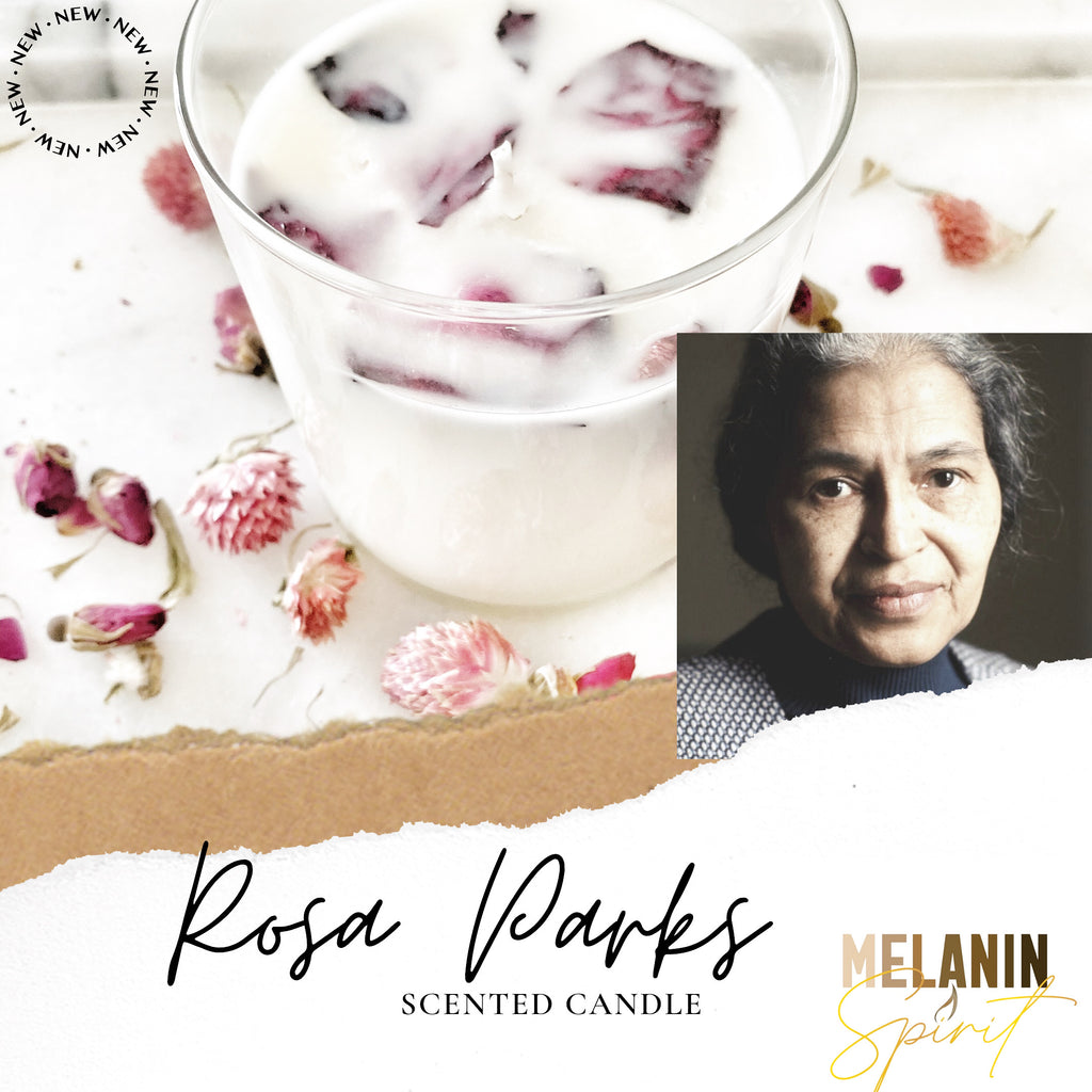 Rosa Parks Inspired Scented Candle with Peony and Rose oils.