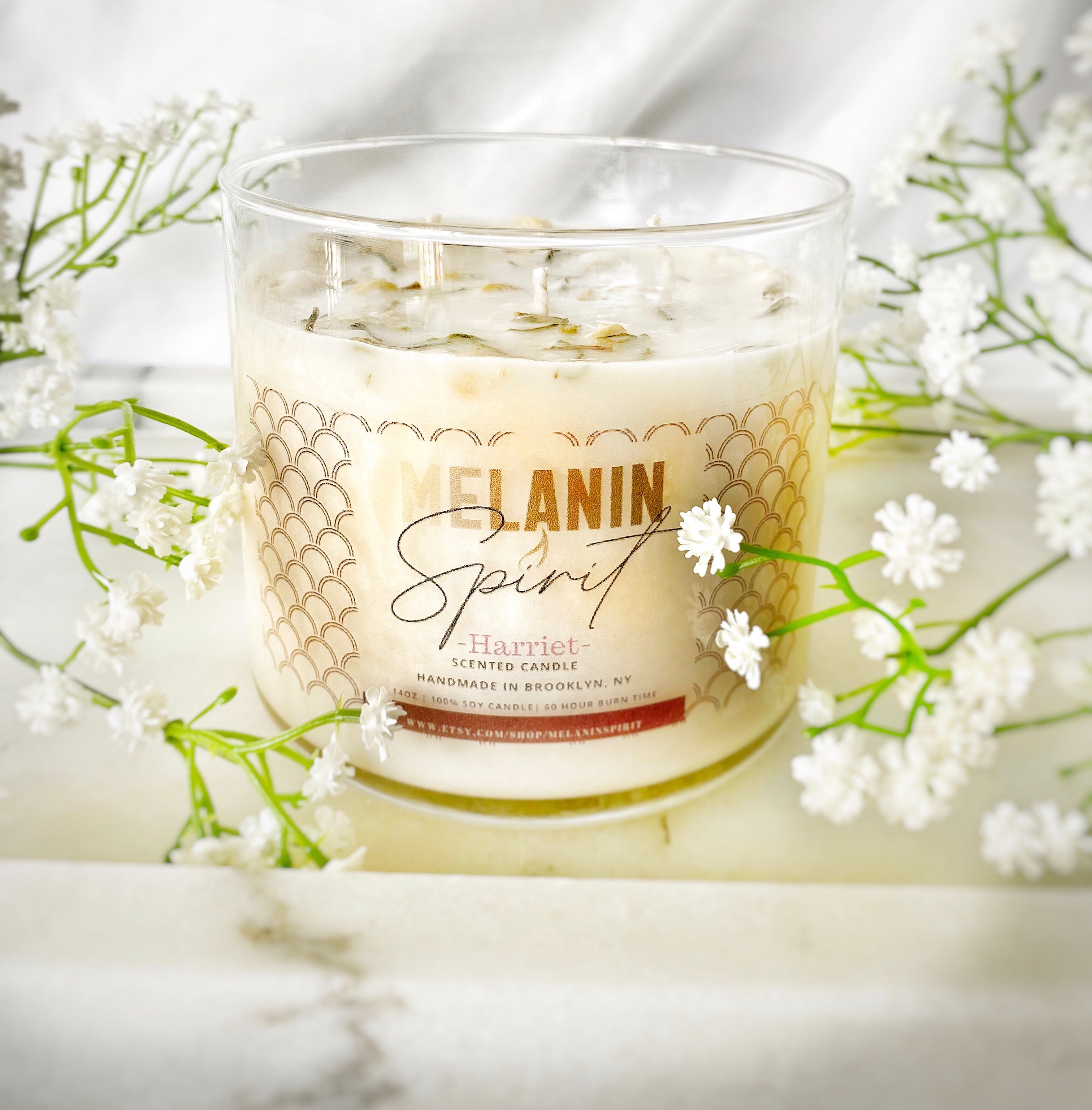 Harriet Tubman Inspired Scented Candle with notes of cactus blossoms and Jasmine.