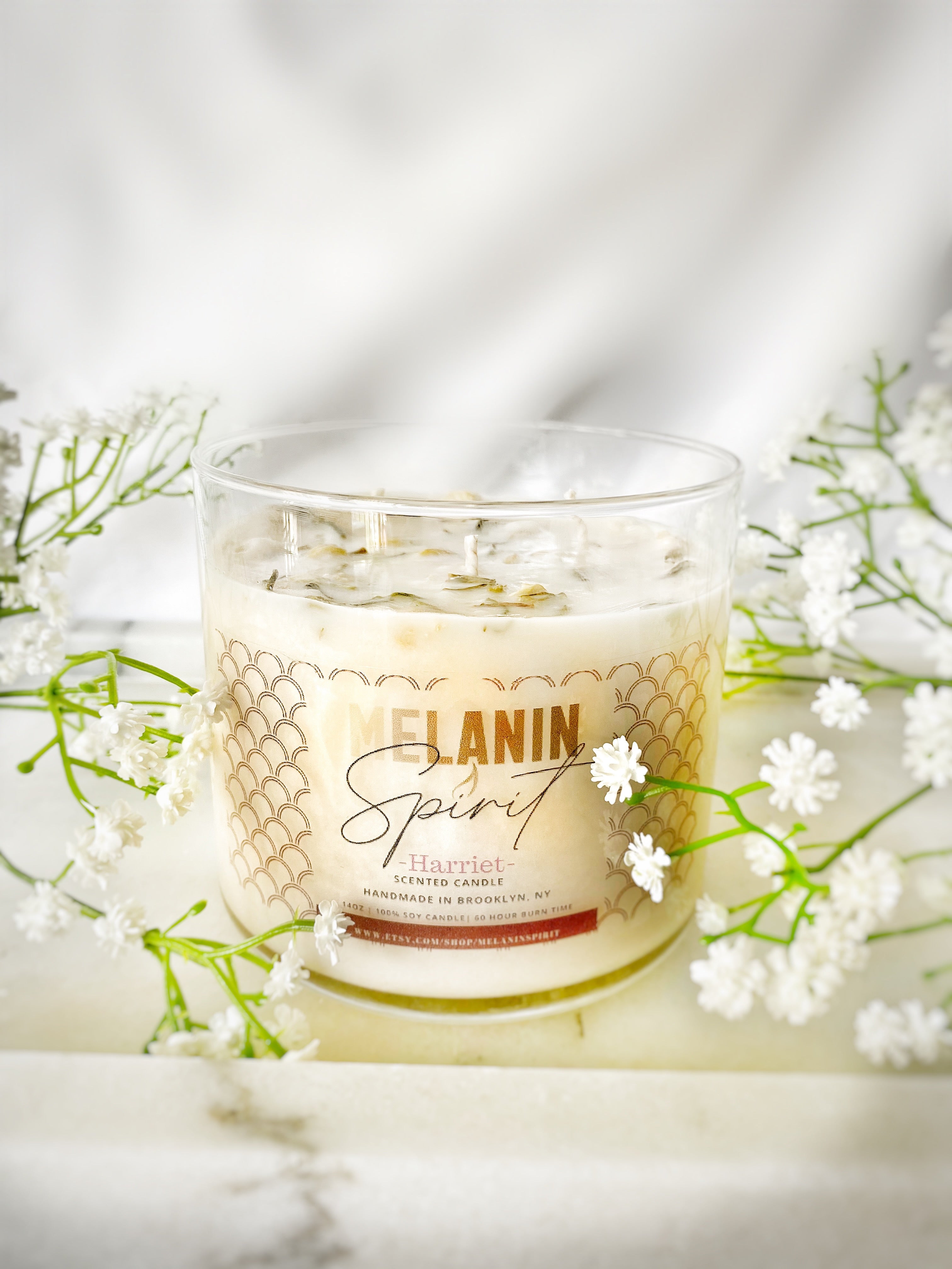 Harriet Tubman Inspired Scented Candle with notes of cactus blossoms and Jasmine.
